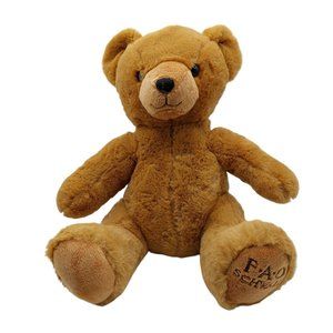 FAO Swartz Brown Teddy Bear 11 Inch with Metal FAO Tag Stuffed Animal